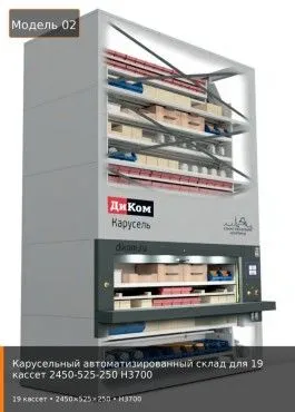 Карусельный автоматизированный склад для 19 кассет 2450-525-250 H3700